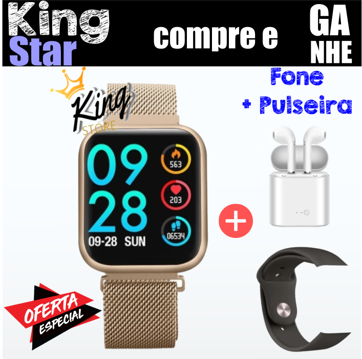 SMARTWATCH KING STAR + 2 BRINDES GRÁTIS